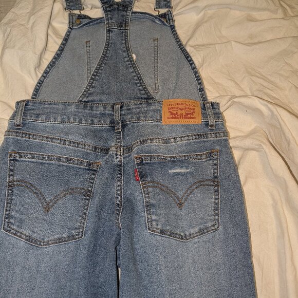 Levi's Girls Red Tab Bib Overalls Size 12 REG Medium Wash Blue Denim - Picture 5 of 5